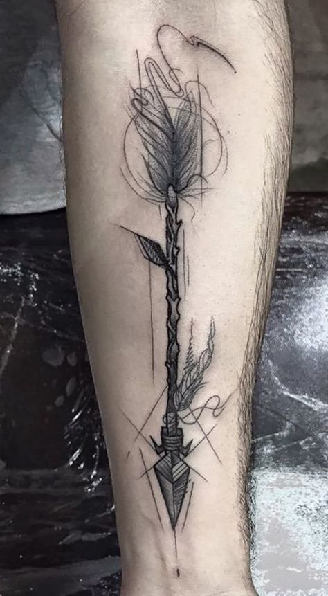 Imagen insertada Arrow Tattoo Arm, Archery Tattoo, Viking Tattoos For Men, Arrow Tattoos For Women, Tato Flash, Hunting Tattoos, Arrow Tattoo Design, Dragon Tattoo For Women, Indian Tattoo