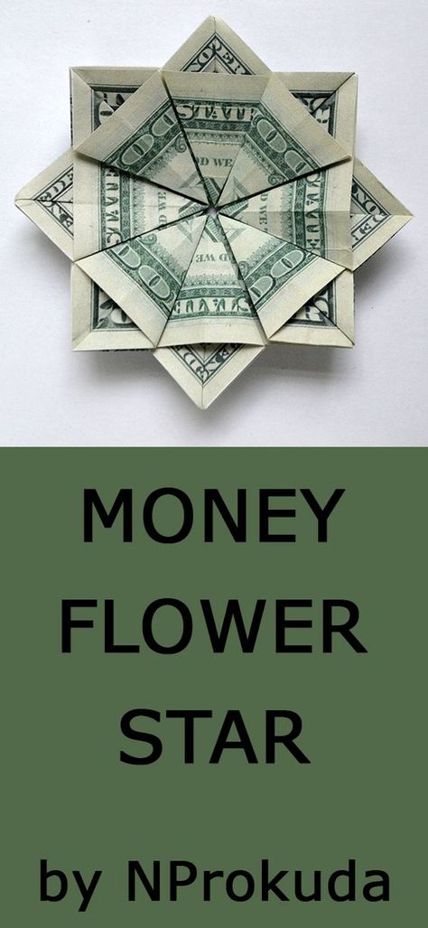 The money flower (star) is an easy modular origami. We need 4 dollar bills. Without using glue or tape. The idea and design by Anastasia Prokuda. I wish you a pleasant viewing! Subscribe to my channel! Folded Dollar Bills Easy, Money Origami Heart, Easy Money Origami, Flower With Paper, Money Folding, Folded Money, Origami Dollar, Origami Wreath, Flowers Origami