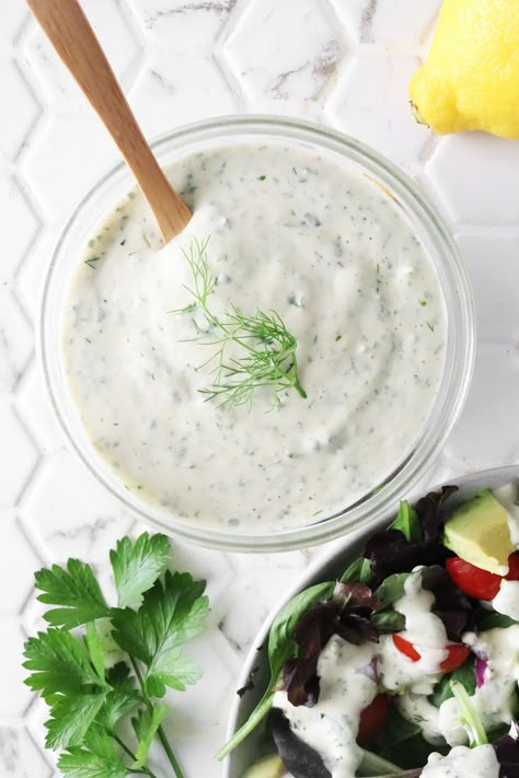 Love Sweetgreen's Green Goddess Ranch Dressing? Here's How You Can Make It at Home Green Goddess Ranch, Green Goddess Dressing Recipe, Goddess Dressing Recipe, Creamy Dipping Sauce, Green Goddess Salad Dressing, Ranch Dip Recipe, Feasting At Home, Mayo Salad, Creamy Dill Sauce