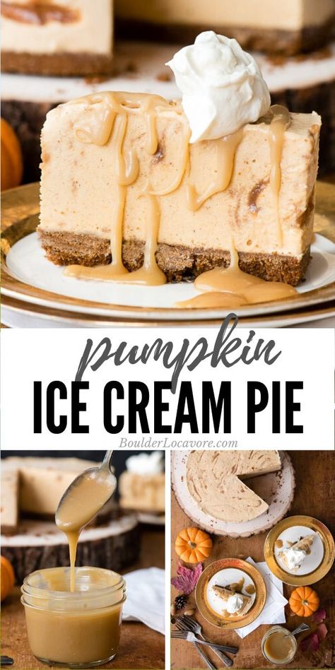 Thanksgiving Ice Cream, Pumpkin Ice Cream Pie, Thanksgiving Desserts Pie, Desserts Pie, Pumpkin Cream Pie, Pumpkin Pie Ice Cream, Chocolate Peanut Butter Desserts, Recipe Thanksgiving, Ice Cream Pie