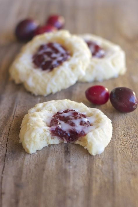 Almond Glaze Recipe, Almond Glaze, Leftover Cranberry Sauce, Thumbprint Cookies Recipe, Thanksgiving Inspiration, Cranberry Cookies, Cookie Calories, Thumbprint Cookies, Easy Cookie Recipes