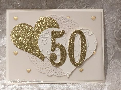 Golden Anniversary Cards, Golden Wedding Anniversary Card, 50th Anniversary Cards, Anniversary Cards Handmade, 50 Wedding Anniversary Gifts, Diy Anniversary, Golden Wedding Anniversary, Wedding Cards Handmade, Anniversary Decorations