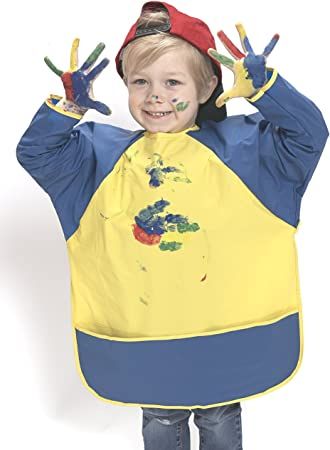 Kids Art Smock, Apron For Kids, Fashion Illustration Portfolio, Kids Arts And Crafts, Yellow Color Combinations, Yellow Crafts, Painting Apron, Art Smock, Fashion Angels