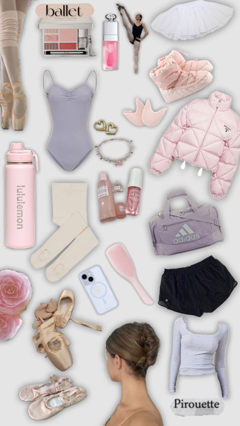 Ballet Recital Aesthetic, Ballet Essentials Dance Bags, Ballet Bag Essentials List, Ballet Necessities, Dancer Must Haves, Winter Ballet Aesthetic, Dance Class Outfit Contemporary, Ballet Must Haves, Ballerina Essentials