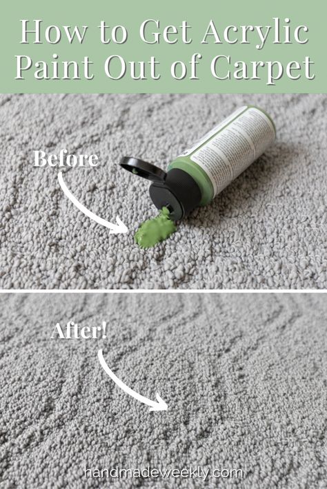 Paint Out Of Carpet, Best Carpet Stain Remover, Remove Acrylic Paint, Black Fabric Paint, Remove Acrylics, Removing Carpet, Clean Crafts, Dark Carpet, Painting Carpet