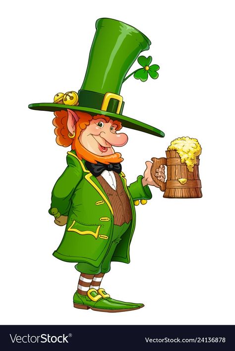 St Patricks Day Cartoon Images, Leprechaun Illustration, Gnome Leprechaun, Leprechaun Art, Patrick Drawing, St Patricks Day Pictures, Mug Of Beer, St Patricks Day Clipart, Saint Patricks Day Art