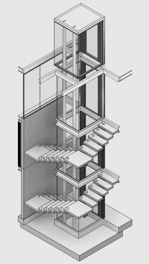 Architecture Stairs, Elevator And Stair Design, Outdoor Elevator Design, Elevator Architecture, Stairs And Elevator Design, Stair With Elevator Design, Stairs With Elevator, Stairs And Elevator, Lift And Stairs Design Plan