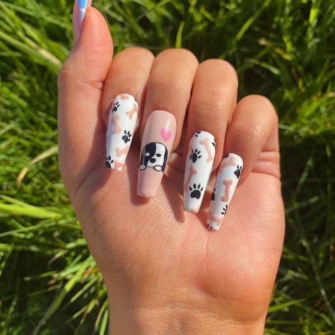 Dog Groomer Acrylic Nails, Dog Nails Design, Puppy Nails, Mom Nails, Dog Nail Art, Aesthetic Lookbook, Fav Animal, Nail Pics, Dog Nails