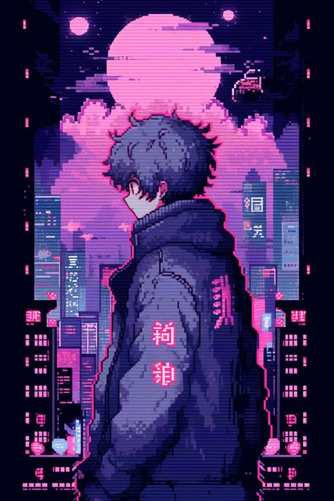 Aesthetic 90s Anime Pfp, 90s Anime Dark Aesthetic Wallpaper, Pixel Anime Characters, 90 Anime Aesthetic Wallpaper, Pixel Pfp Aesthetic, Space Anime Pfp, Pixel Art Background Aesthetic, Anime Vaporwave Wallpaper, Pixel Aesthetic Wallpaper