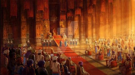 Ministers Assembly 2 by Baahubali Amarendra Bahubali, Mythology Paintings, Throne Room, Hinduism Art, Vedic Art, Fantasy City, Ancient India, Fantasy Places, Mythology Art