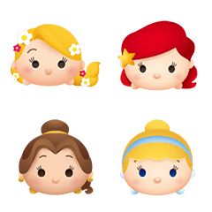 Tsum Tsum Princess, Disney Lines, Line Emoji, Emoji Set, Karakter Disney, Disney Rapunzel, Disney Tsum Tsum, Disney Sticker, Disney Princes