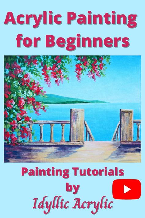 Ocean Acrylic Painting, Painting For Beginners Acrylic, Easy Acrylic Painting For Beginners, How To Start Painting, Beginners Acrylic Painting, Landscape Steps, Landscape Painting Tutorial, Colour Mixing, Christmas Paintings On Canvas