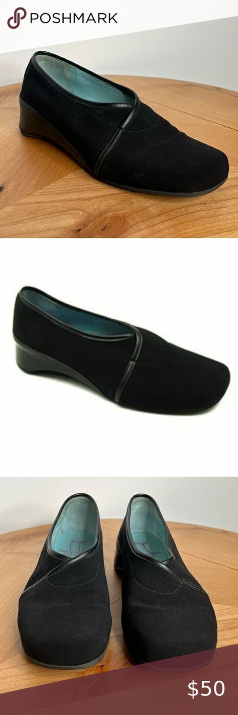 Thierry Rabotin Black Ballet Flat Round Toe Wedge Microfiber Shoe Size 37 Black Ballet, Black Ballet Flats, Ballet Flat, Black Stretch, Lambskin Leather, Leather Heels, Ballet Flats, Stretch Fabric, Rubber Sole