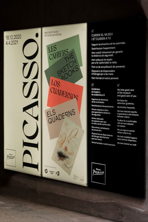 Picasso Exhibition Poster, Art Museum Design, Exhibition Identity, Exhibition Graphic Design, Exhibition Poster Design, Art Gallery Branding, Exhibition Branding, Exhibition Banners, Rollup Banner Design