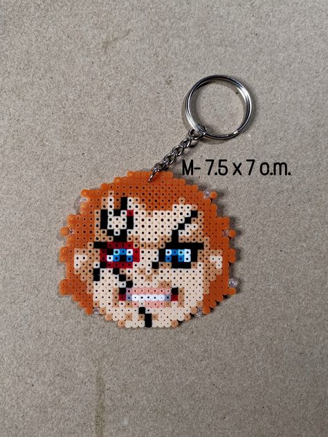 Chucky Perler Bead Patterns, Chucky Pixel Art, Chucky Perler Beads, Scream Perler, Alpha Crochet, Perler Halloween, Melt Beads Patterns, Easy Perler Bead Patterns, Melty Bead Patterns