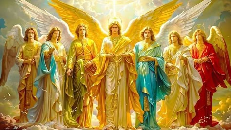 7 Archangels Images, 7 Angels Of God, The Seven Archangels, Divine Angel, Angel Y Diablo, Guardian Angel Pictures, 7 Archangels, Sacred Heart Art, Seven Archangels