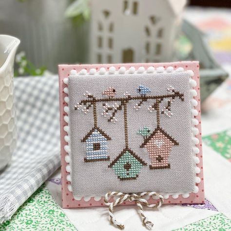 Primrose Cottage Stitches on Instagram: “Katie’s New Monthly Mini Release!! Those mini birdhouses are so tiny and adorable! 🌸Home Tweet Home🌸 You can pick this up in the shop!…” Primrose Cottage Stitches, Home Cross Stitch, Cottage Quilt, Small Cross Stitch, Cross Stitch Finishing, Pola Kristik, Easter Cross, Mini Cross Stitch, Cross Stitch Cards