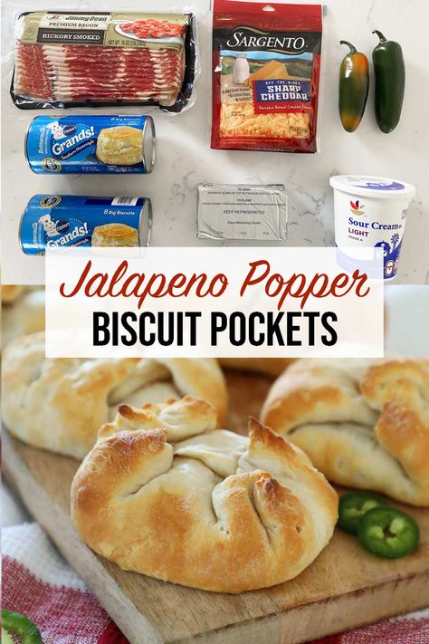 Philsbury Biscuit Recipes, Biscuit Pockets, Dinner Hacks, Fresh Ingredient Recipes, Stuffed Biscuits, Pillsbury Biscuits, Stuffed Bread, Bread Maker Recipes, Flaky Biscuits