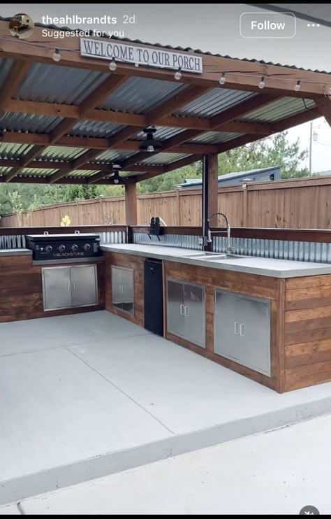 Outdoor Kitchen Under Gazebo, Diy Covered Outdoor Kitchen, Outdoor Kitchen Pergola Ideas, Outdoor Kitchen And Patio, Barbacoa Jardin, Outside Kitchen, Outdoor Bbq Area, Patio Grill, Grill Gazebo