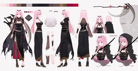 Calliope Mori, Vogue Poses, Mori Calliope, Character Turnaround, Adopt Idea, Character Model Sheet, Reference Sheet, Character Sheet, Character Modeling