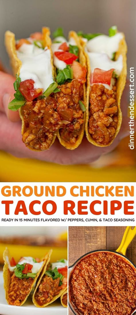 Ground Chicken Burritos, Ground Chicken Tacos Recipes, Chicken Tacos Recipes, Best Chicken Tacos, Ground Chicken Recipes Healthy, Dinner Tacos, Ground Chicken Tacos, Tacos Chicken, Chicken Tacos Recipe