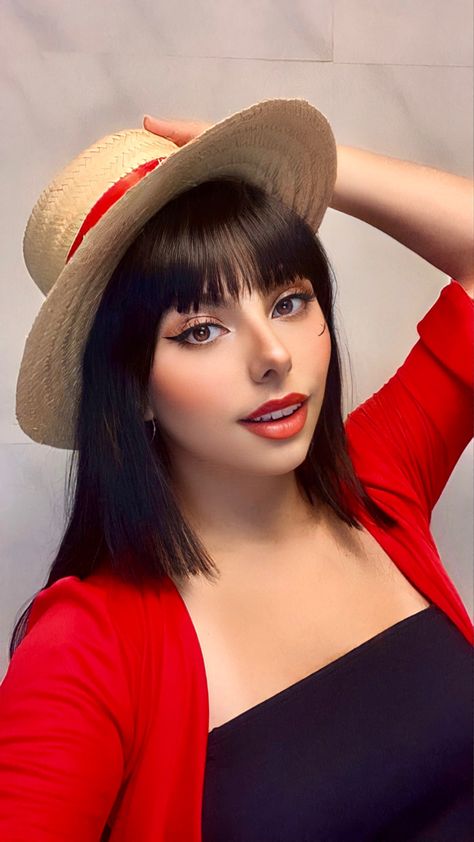 Luffy Makeup Look, Luffy Female Cosplay, Luffy Cosplay Female, Fem Luffy, One Piece Birthdays, Easy Cosplay Ideas, Luffy Cosplay, Cosplay Ideas Women, Anime Cosplay Ideas