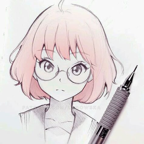 Mirai Kuriyama, Dibujos Anime Chibi, Couple Drawing, Anime Show, Drawing Eyes, New Glasses, Drawing Tutorials, Drawing Challenge, Anime Sketch