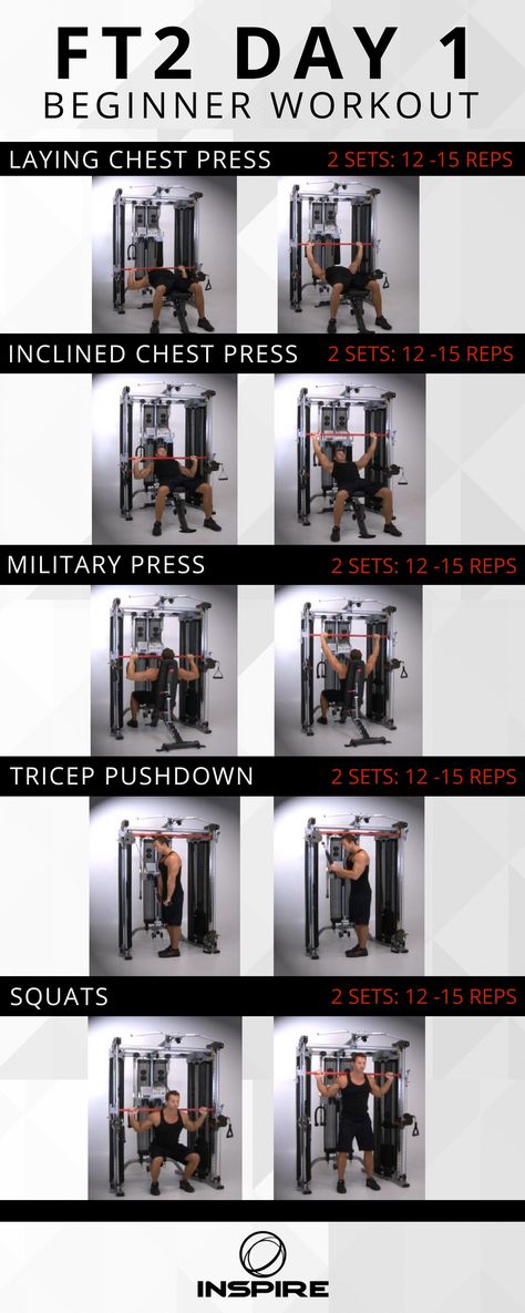 Try day 1 of our FT2 4-day workout plan. Be inspired and train with the functional trainer. Functional Trainer Machine Workouts, Smith Machine Workout, 4 Day Workout, Machine Workouts, Cable Machine Workout, Harmonica Lessons, Functional Trainer, Home Gym Machine, Gym For Beginners