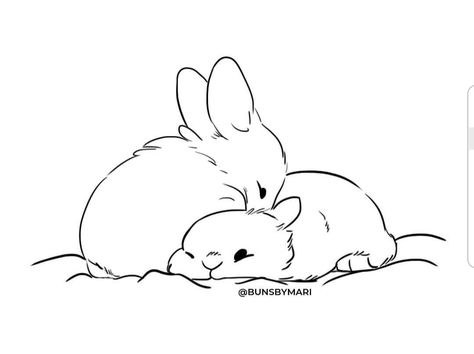 2 Bunny Drawing, Bunnies Hugging Drawing, Bunnies Kissing Drawing, Bunny Love Drawing, Two Bunnies Drawing, Two Bunny Tattoo, Bunny Sketch Simple, Cat And Bunny Drawing, Two Bunnies Tattoo