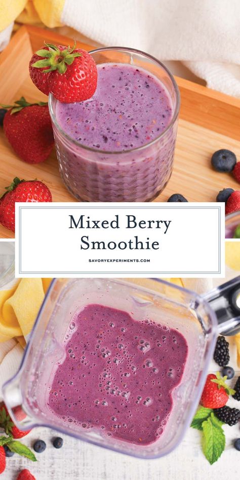 Easy Berry Smoothie, Cozy Hot Drinks, Berry Smoothies, Acai Bowls Recipe, Mixed Berry Smoothie, Berry Smoothie Recipe, Healthier Choices, Bowl Recipes, Filling Breakfast