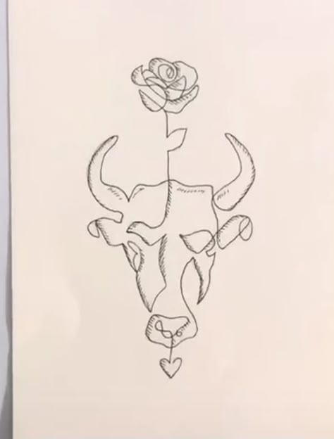 Taurus Symbol Tattoo Design, Feminine Bull Tattoo, Small Bull Tattoos, Taurus Sketch, Taurus Drawing, Bull Tattoo Feminine, Taurus Symbol Tattoo, Ox Tattoo, Mexican Skull Tattoos