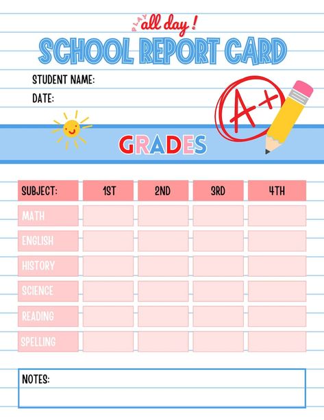 Use our pretend play notepads to bring any playtime scenario to life! Our School Report Card pretend play notepad measures approximately 4.25" x 5.5" and comes with 50 tear away sheets for endless hours of imaginative fun. Our notepads are printed on high quality paper and are the perfect addition to any pretend play scenario! Pretend Play School Classroom, Fake Teacher Roleplay, Play Prescription Pad, Printable Pretend Play, Playing Teacher Pretend, Dog Daycare Report Card, School Report Card, Report Card, Dramatic Play Centers