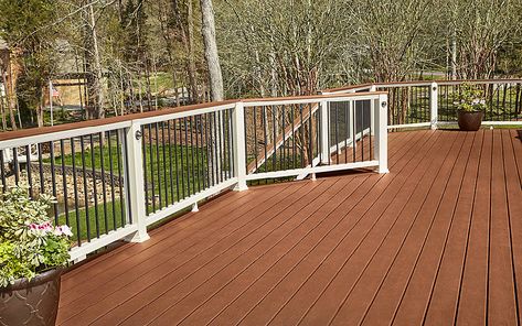 Trex Saddle, Trex Deck Ideas, Trex Transcend Railing, Trex Composite Decking, Trex Transcend, Deck Railing Design, Composite Decking Boards, Building A Porch, Patio Deck Designs