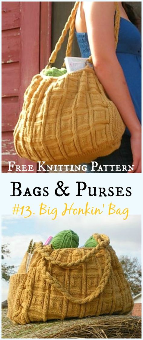 Handbag Knitting Patterns, Loom Knitting Bag Patterns Free, Free Knitting Bag Pattern, Knitted Bags Pattern, Purse Knitting Patterns Free, Bag Knitting Patterns Free, Knitting Bags Free Patterns, Knitted Purses And Bags, Knitted Tote Bags Free Patterns