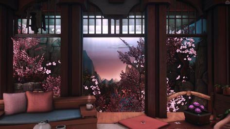 Sunset Blossom | HOUSING SNAP Ffxiv Apartment Ideas, Ffxiv Apartment, Ffxiv Housing, Ffxiv Japanese Housing, Fantasy House, House Windows, Indoor Garden, House Inspo, Blossom