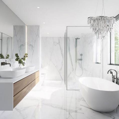 Modern Bathroom Trends, Bathroom Interior Design Luxury, Luxury Bathroom Tiles, Top Bathroom Design, White Marble Bathrooms, Modern Luxury Bathroom, Modern White Bathroom, Bathroom Inspiration Modern, Bad Inspiration