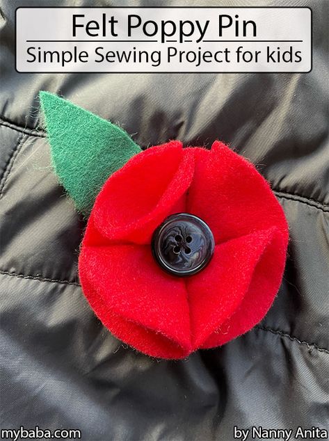 Remberance Day Activities, Making Poppies For Veterans Day, Poppy Felt Flower Template, Poppy Craft Kindergarten, Poppies Remembrance Day, Poppy Pins Diy, Diy Poppy Pin, How To Make A Poppy Flower, Felt Poppy Template Free Printable