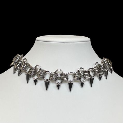 Spiky Chainmail Necklace Stainless Steel Chainmail Choker Alt, Alternative, Goth, Gift, Jewelry - Etsy Chainmail Choker, Chainmail Necklace, Knoxville Tn, Chain Mail, Gift Jewelry, Chains Necklace, Halloween Shopping, Labour Day, Choker