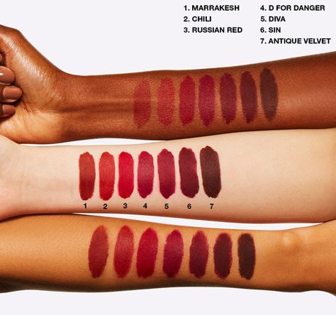 Bold Lipstick Makeup, Mac Red Lipsticks, Mac Nude Lipstick, Balm Packaging, Mac Lipstick Swatches, Best Mac Lipstick, Mac Lipstick Shades, Skin Tone Makeup, Mac Lipsticks