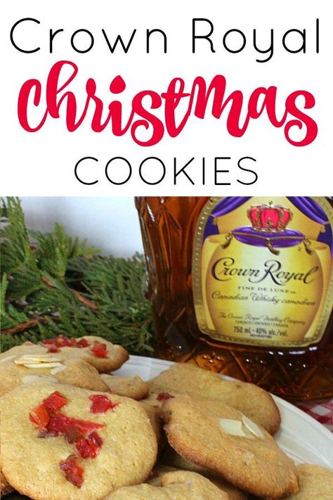 These Crown Royal cookies are the perfect addition to your Christmas baking tray of desserts, or they are pretty darn delicious, just by themselves! They are soft and subtle flavored, with a splash of crown, and they look quite festive too! #ChristmasCookies #ChristmasRecipes #CrownRoyal #ChristmasBaking #Cookies Royal Cookies Recipe, Crown Royal Cookies, Crown Royal Recipes, Royal Family Christmas, Fun Holiday Food, Royal Cookies, Royal Christmas, Xmas Cookies, Baking Tray