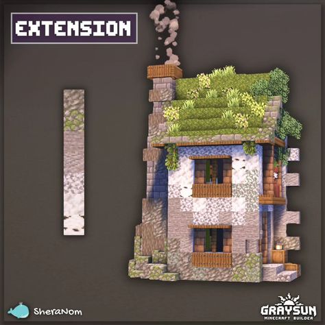 Graysun | Minecraft Builds | 🌱OverGrown House - Minecraft 👉Download available on Patreon 👥️Collab with @shera_nom Minecraft overgrown house. Perfect survival… | Instagram Minecraft Fantasy Base, Minecraft Overgrown Builds, Minecraft Path Design, Minecraft Overgrown, Overgrown House, Play Bakery, Rumah Minecraft Sederhana, Minecraft Structures, Bangunan Minecraft