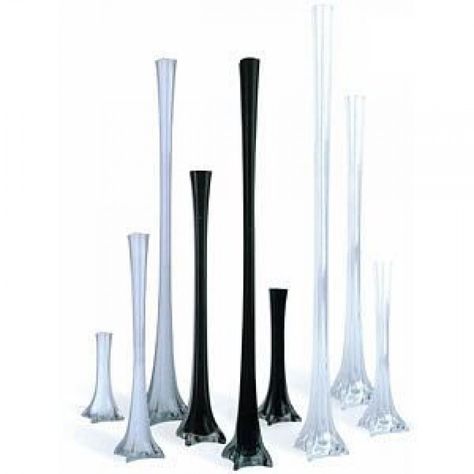 Eiffel Tower Vases BULK (From $3.22/Vase) [Eiffel Tower Vase] : Wholesale Wedding Supplies, Discount Wedding Favors, Party Favors, and Bulk Event Supplies Ostrich Feather Centerpieces, Eiffel Tower Vases, Winter Wedding Centerpieces, Wedding Supplies Wholesale, Glass Vases Centerpieces, Tower Vase, Feather Centerpieces, 11th Anniversary, Wedding List