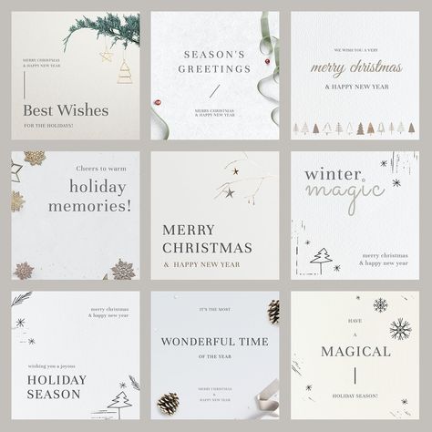 Minimal Christmas vector social media template set | premium image by rawpixel.com / nunny Holiday Social Media Posts, Best Wishes Card, Christmas Instagram, Christmas Vector, Minimal Christmas, Christmas Layouts, Happy New Year Greetings, Christmas Ad, Merry Christmas Greetings