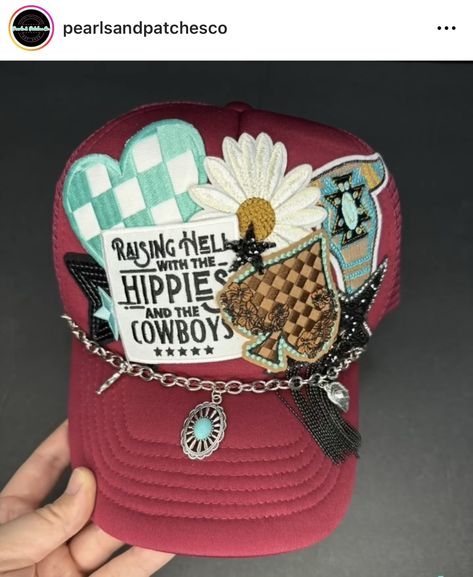 Trucker Hats With Patches, Tiktok Fits, Shop Small Business Quotes, Trendy Patches, Happy Hat, Cowgirl Accessories, Pretty Hats, Boot Bling, Custom Trucker Hats