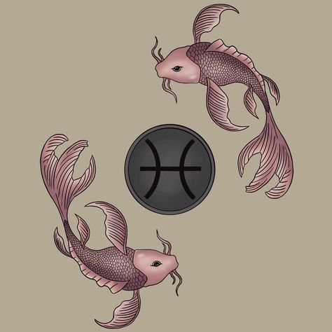 I made this drawing to represent the pisces zodiac sign. Two koi fish swimming around the symbol for pisces. Click the link for clothing and other products with this drawing on there. Pisces Drawing Zodiac, Pisces Symbol Art, Pisces Two Fish, Picies Zodiac, Two Koi Fish, Koi Fish Swimming, Pisces Fish, Pisces Zodiac Sign, Pisces Girl