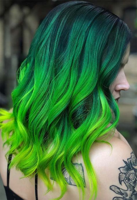 Green Hair Color Ideas, Pastel Green Hair, Longbob Hair, Neon Hair Color, Green Hair Color, Hair Dye Brands, Neon Green Hair, Dark Green Hair, Green Hair Dye