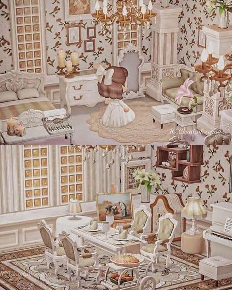 Acnh Elegant House Interior, Acnh Island Designs Elegant, Acnh Bed And Breakfast Sign, Acnh Elegant Living Room, Acnh Princess Room, Animal Crossing Elegant Room, Animal Crossing Vintage Room, Elegant Acnh Island, Acnh Elegant Interior