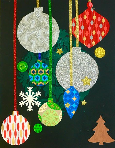 Paper Collage Christmas Card, Christmas Cards Collage, Christmas Paper Art, Christmas Collage Art, Collage Christmas Cards, Xmas Collage, Christmas Card Collage, Holiday Collage, Card Collage