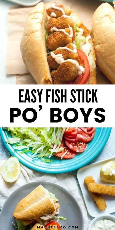 Are you after a quick and easy but delicious food hack? Try these Fish Stick Po'Boys! A sandwich made with store-bought premade fish sticks and showered with love to transform into one fantastic fish sandwich! Something as delicious as these fish stick po’ boys shouldn’t be this easy to make. I love using fresh-cut veggies and homemade roasted garlic aioli! You won't regret trying this delicious fresh lunch idea! Recipes Using Fish Sticks, Recipes With Fish Sticks, Fresh Lunch, Showered With Love, Roasted Garlic Aioli, Fish Sticks, Healthy Lunches For Kids, Cheap Easy Meals, Fish Sandwich