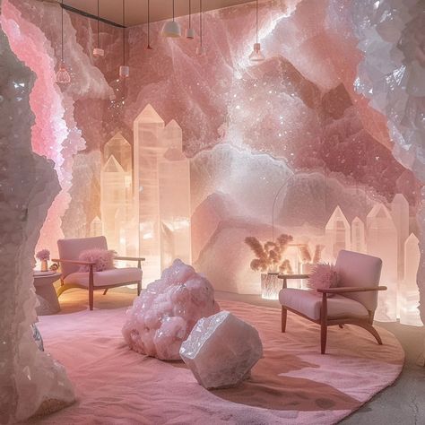 Would you live in this rose quartz room! 🥀 Comment your favorite room? 1,2,3 or 4? This is images are generated using AI #crystals #gemstone #homedecor Crystals Aesthetic Bedroom, Fantasy Bedrooms, Fancy Rooms, Crystal House, Comfy Room, Crystal Room Decor, Hotel Beach, Fantasy Bedroom, Crystal Room